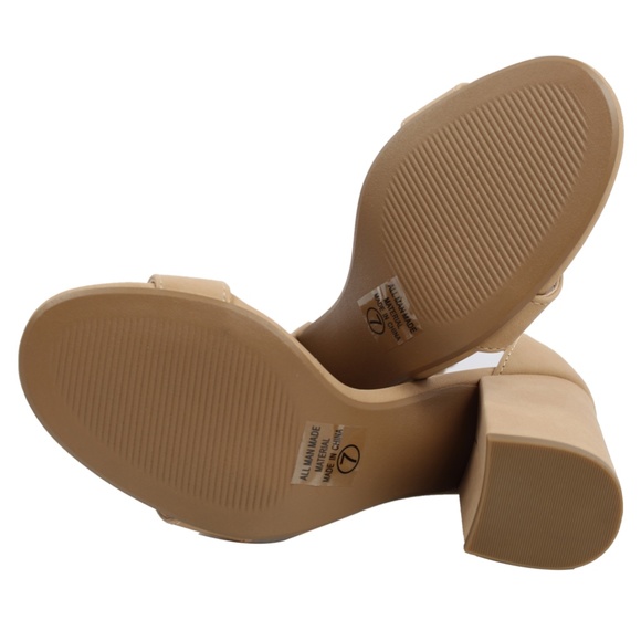 Natural Open Toe Ankle Strap Block Heel Sandal - Picture 5 of 7